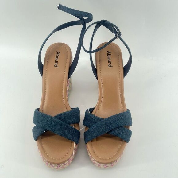 Abound Sukie Women’s Dark Wash Denim Espadrille Wedge Sandal Size 10 - Picture 4 of 13